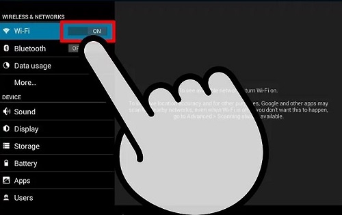 Wi-Fi را روشن کنید