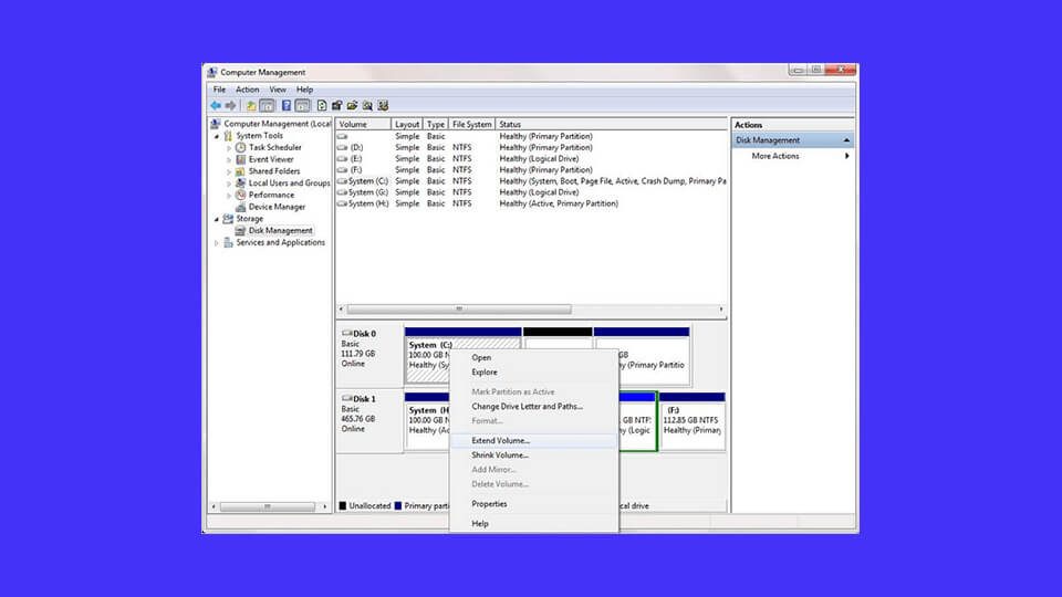 انتخاب Extend Volume