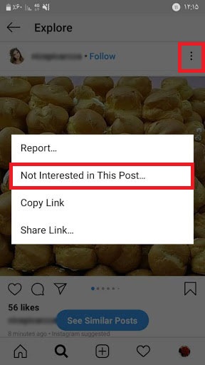 تنظیمات اکسپلور اینستاگرام