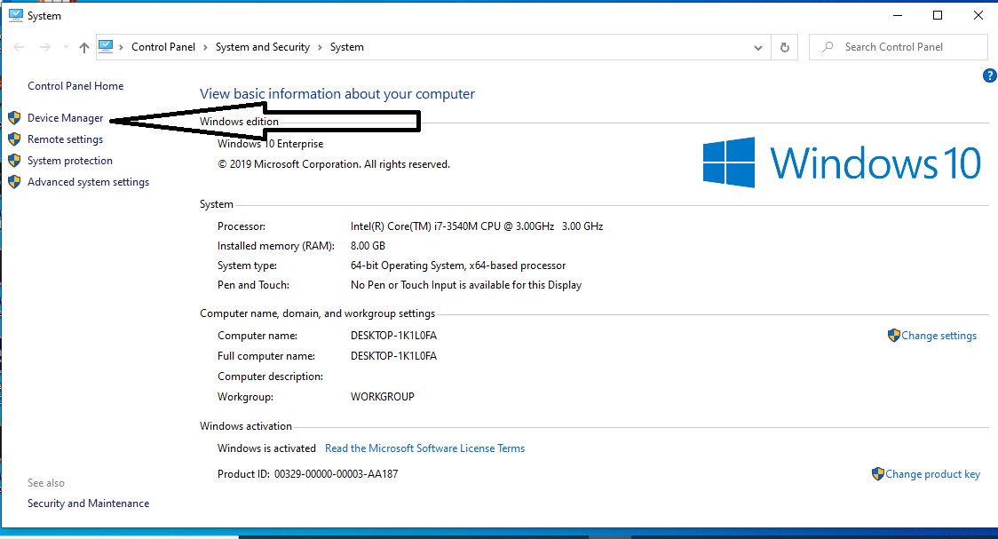 برای قطع بلندگو داخلی کامپیوتر بروی گزینه device manager کلیک کنید