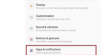 انتخاب Apps & Notifications