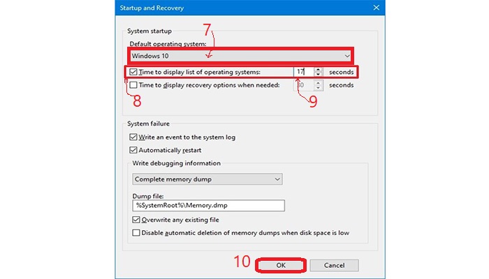 گزینه "Time to display list of operating systems option" را تیک ✔ بزنید.