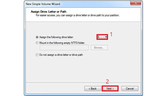 نام درایو را انتخاب کنید.