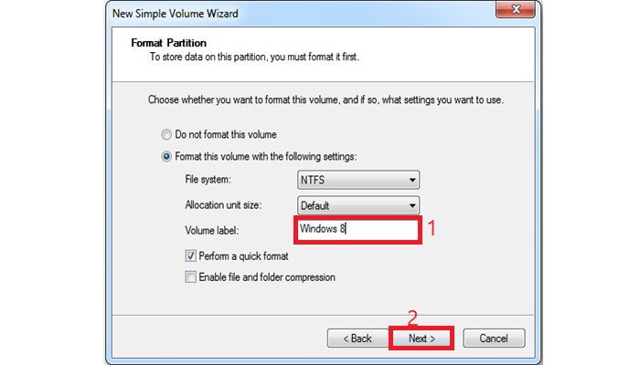 قسمت" Volume Label" را به نام دلخواهتان تغییر دهید.