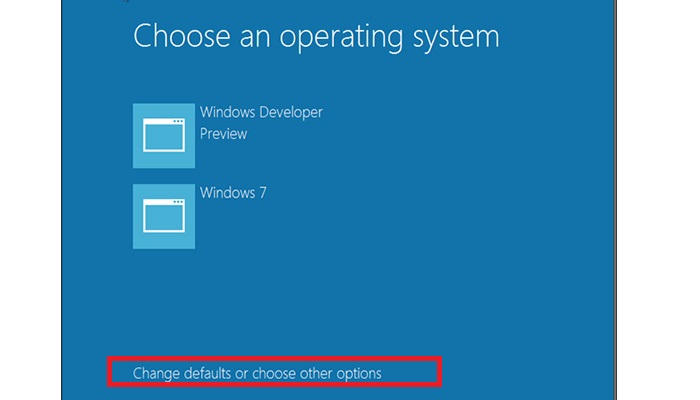 گزینه "change default operating system" را انتخاب کنید.