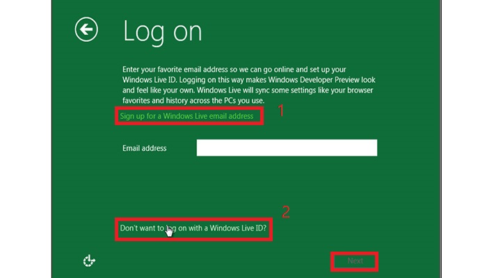 انتخاب نحوه ورود به سیستم.
